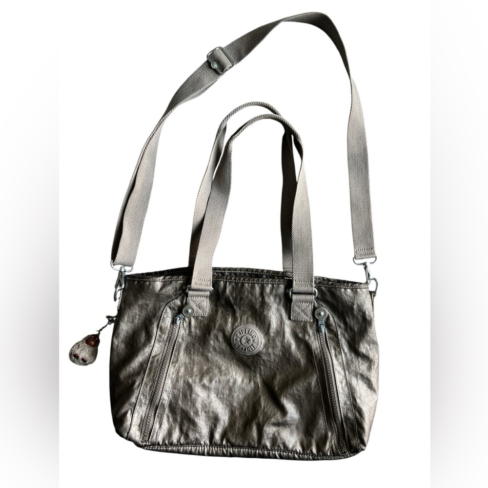 Kipling Angela medium shoulder bag Stylish Metallic with furry monkey Mary